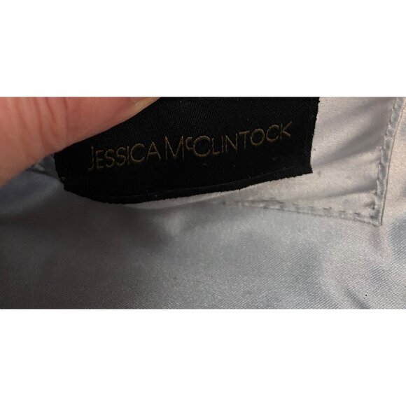 Jessica McClintock Silver Rhinestone Evening Clutch Chain Strap & Snap Closure - Picture 8 of 8